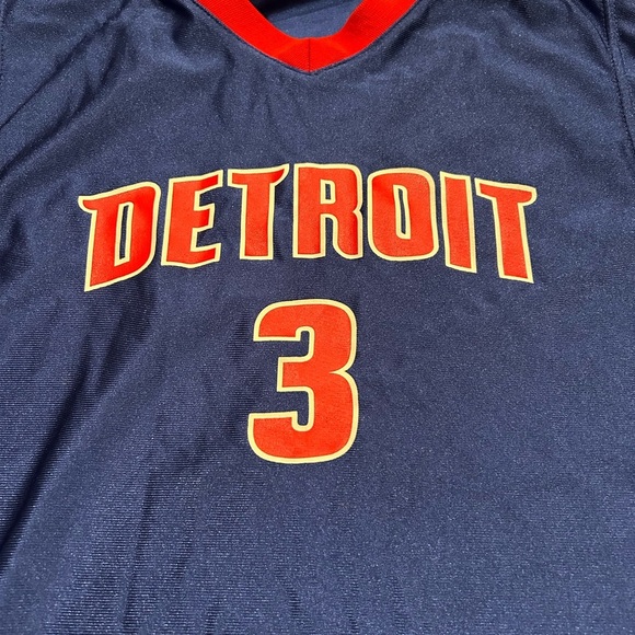 Detroit Pistons Ben Wallace Jersey Size 18 / 20 Youth NBA Blue Red - Picture 2 of 6